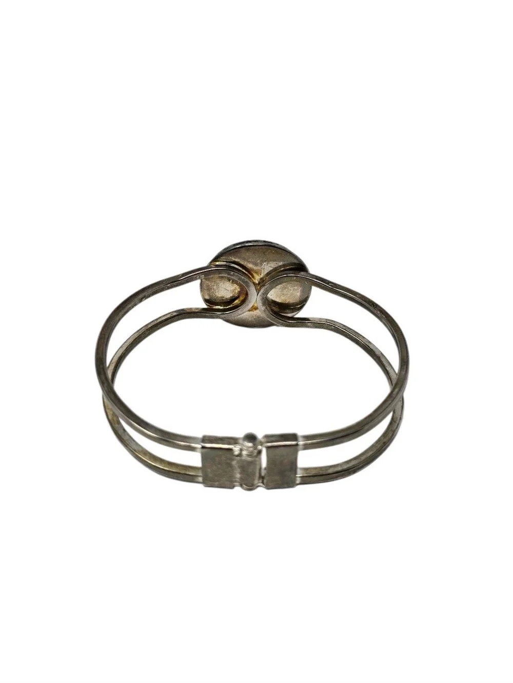 Jules & JC Tumbleweed Stone Silver Hinged Bracelet Silver Tone Green Purple